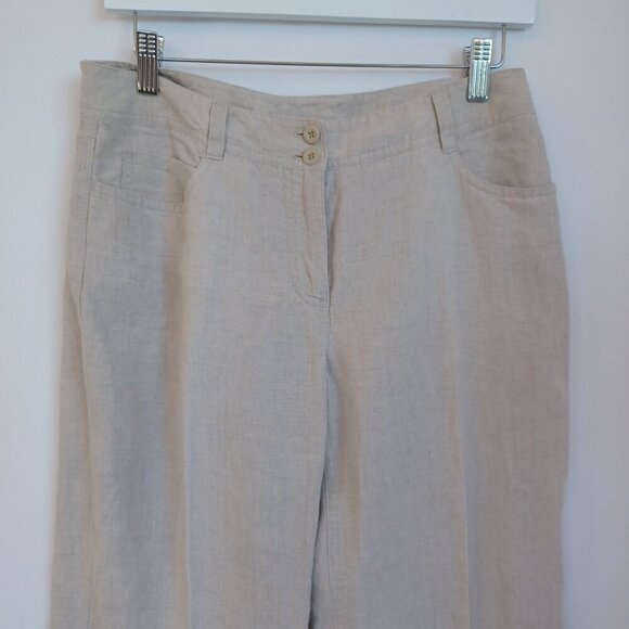 Eileen Fisher Linen Pants Natural Classic Flat Front Womens 4 - Picture 6 of 13